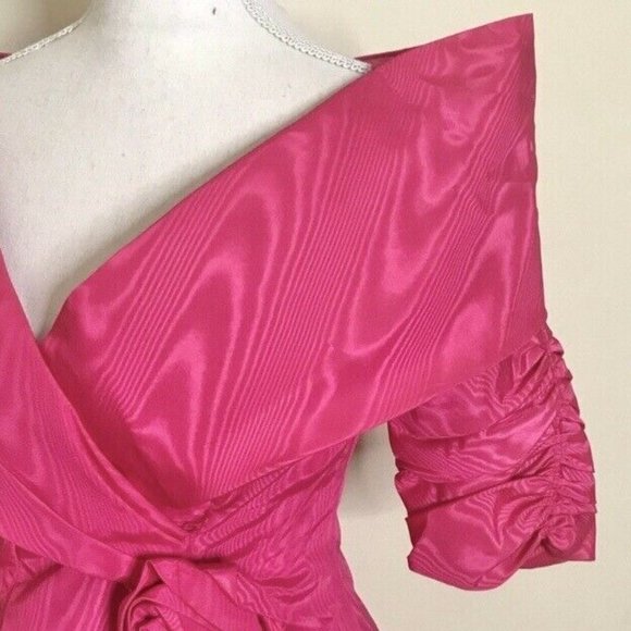 Vintage 80s Pink Taffeta Skirt Set Suit Small USA - Picture 4 of 7